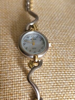 Vintage Elegant Two-Tone "Acqua" Indiglo Watch | Delicate Serpent-Link Bracelet